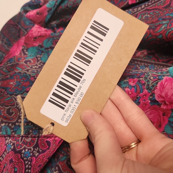 Jaeger Pink Silky Floral Button Down Blouse Medium - Picture 5 of 10